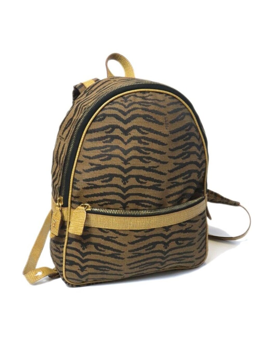 Fendi Backpack Zebra Tiger Canvas Leather Vintage